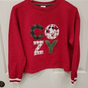 Disney Red Cozy Sweatshirt with Mickey Mouse
